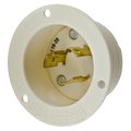 Hubbell Wiring Device-Kellems Locking Devices, Twist-Lock®, Industrial, Flanged Inlet, 20A 125/250V, 3-Pole 3-Wire Non-Grounding, L10-20P, Screw Terminal, White HBL2365